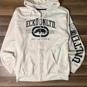 Ecko‎ Unltd. white zip up hoodie